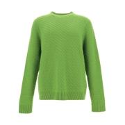 Prada Monokrom Ribbad Crew Neck Ulltröja Green, Herr