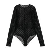 Givenchy Svart Halvgenomskinlig Rund Hals Topp Black, Dam