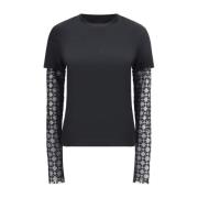 Givenchy Broderad Logga Långärmad Bomullströja Black, Dam