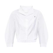 Givenchy Blus med puffärm och hög-låg fåll White, Dam