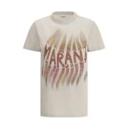 Isabel Marant Étoile Monogram Print Bomull T-shirt Kvinnors Casual Bei...