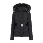 Guess Faux Fur Hooded Puffer Jacket Black, Dam