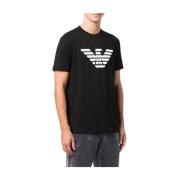 Emporio Armani Logo-print Svart Bomull T-shirt Black, Herr