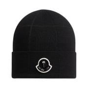 Moncler Rutig Stickad Logga Beanie Mössa Black, Herr