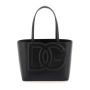 Dolce & Gabbana Maxi DG Logo Läder Tote Väska Black, Dam