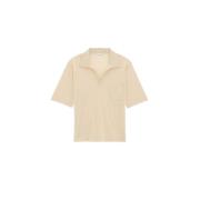 Saint Laurent Kortärmad ullpolo med V-ringning Beige, Herr