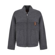 MCM Räfflad Crew Neck Ullkardigan Gray, Herr