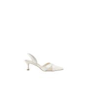 Manolo Blahnik Meshdetalj Slingback Stiletto Pumps White, Dam