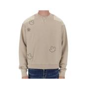 Dsquared2 Bomull Crewneck med Drop Axlar Beige, Herr