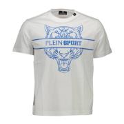 Plein Sport Vit Bomull Crew Neck T-Shirt White, Herr