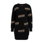 Guess Logo Stickad Klänning - Svart Black, Dam