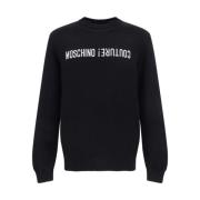 Moschino Sweatshirt med Ribbad Kant och Märkets Signatur Black, Herr