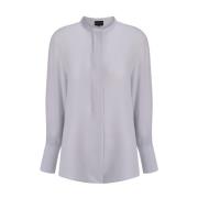 Giorgio Armani Sidens Crew Neck Skjorta med Dolda Knappar White, Dam