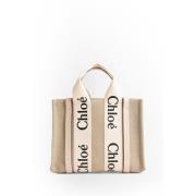 Chloé Beige Woody Tote Bag med Band Beige, Dam