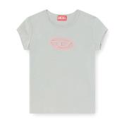 Diesel Cut-Out Logo Bomull T-shirt Gray, Dam