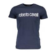 Roberto Cavalli Blå kortärmad herr T-shirt Blue, Herr