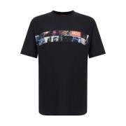 Diesel Monokromt Mönster Bomull Crew Neck T-shirt Black, Herr