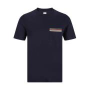 PS By Paul Smith Räfflad Crew Neck Bomullst-shirt Blue, Herr