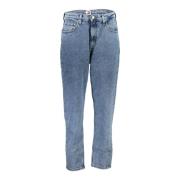 Tommy Hilfiger Blå Denim Mom Jeans med Broderi Blue, Dam