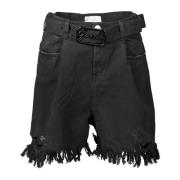 Gaëlle Paris Svarta Kvinnors Fransade Shorts med Avtagbart Bälte Black...