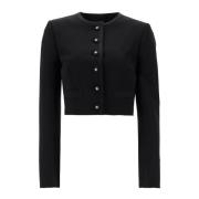 Dolce & Gabbana Svart ullblazer med logoknappar Black, Dam