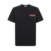 Marni Broderad Monogram Bomull Crew Neck T-shirt Black, Herr