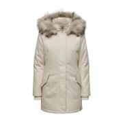 ONLY Polyester Parka Jacka & Kappa Beige, Dam