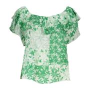 Desigual Kortärmad båthals T-shirt Grön Green, Dam