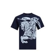 Burberry Ikoniskt Logotyp Bomull T-shirt Crew Neck Blue, Herr