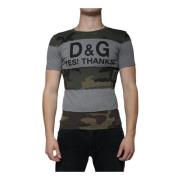 Dolce & Gabbana Camouflage Print Bomull Crew Neck T-shirt Multicolor, ...