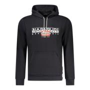 Napapijri Svart hoodie med långa ärmar Black, Herr