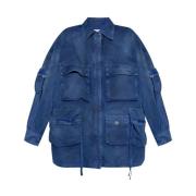 The Attico Blå Denim Cargo Jacka Blue, Dam