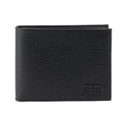 Salvatore Ferragamo Monogram Läder Plånbok med Kortfack Black, Herr