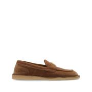 Dolce & Gabbana Brun Mocka Logo Mockasiner Sandaler Brown, Dam