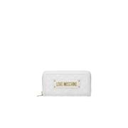 Love Moschino Vadderad vit pl?nbok med metalllogotyp White, Dam