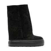 Casadei Svarta Mocka Plattform Ankelboots Black, Dam