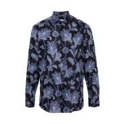 Etro Midnight Blue Blommig Skjorta Blue, Herr