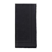 Elisabetta Franchi Svart Logomönstrad Scarf med Fransade Kanter Black,...