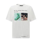 Dolce & Gabbana Monokrom Bokstavtryck Bomull T-shirt White, Herr