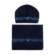 Emporio Armani Elegant Halsduk och Hatt Set Blue, Dam