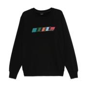 PS By Paul Smith Svart Bomullsweatshirt Aw24 Multifärgad Insats Black,...