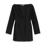 Jacquemus Asymmetrisk Ullklänning Svart Black, Dam