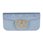 Valentino Garavani Blå Kristall Clutch Loco Elegant Stil Blue, Dam