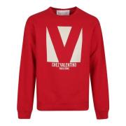 Valentino Garavani Röd Bomulls Sweatshirt Jersey Felpa Red, Herr