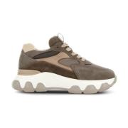 Hogan Bruna lädersneakers Aw24 Brown, Dam