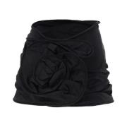 Magda Butrym Silk Mini Skirt med rynkat design Black, Dam