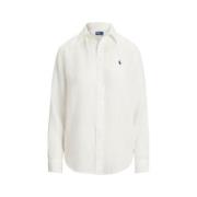 Polo Ralph Lauren Linneskjorta med ikonisk logotyp White, Dam