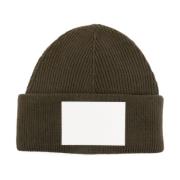 MM6 Maison Margiela Räfflad Ull Brun Beanie Mössa Green, Dam