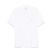 Brunello Cucinelli Lyxig Polo Skjorta Ck640 White, Herr