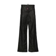 Dsquared2 Svarta Stretch Bomull Wide Leg Jeans Black, Dam